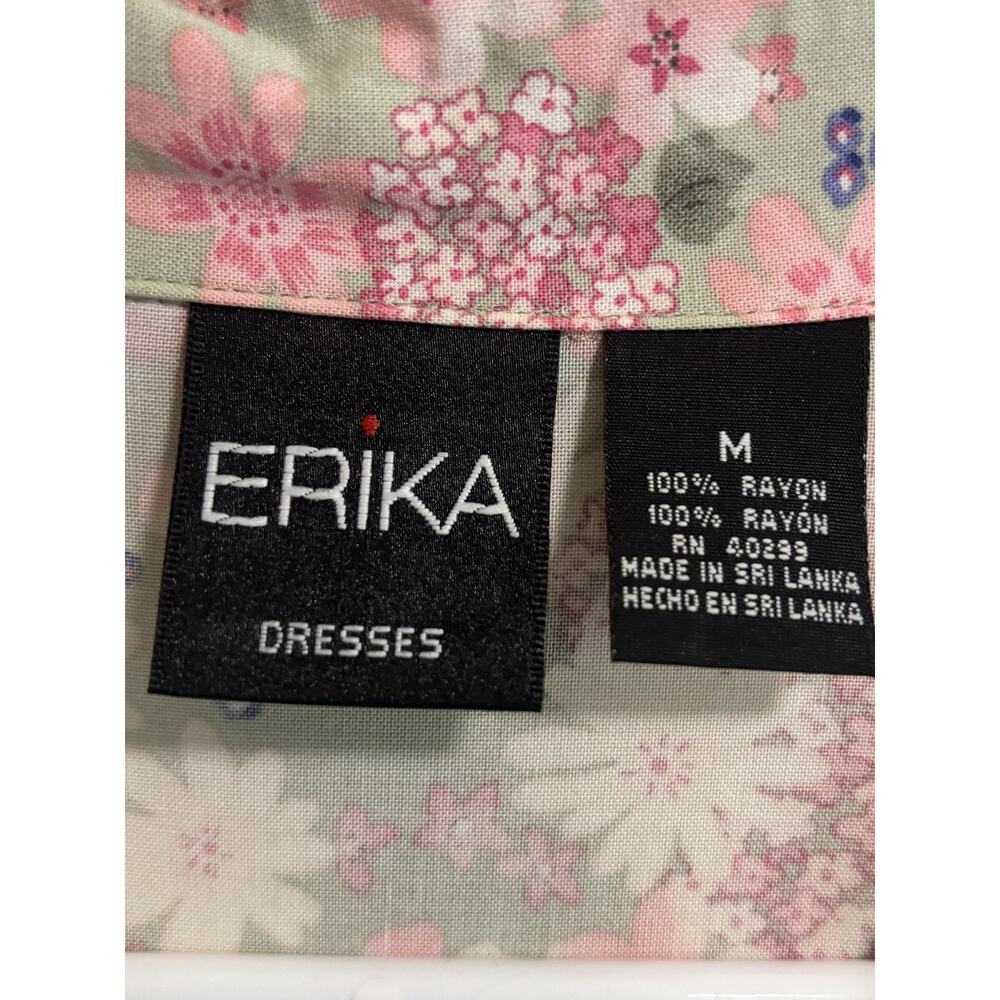 Vintage Erika Midi Dress 90’s Floral Smocked Button Front Tie Waist NWT Size M - Picture 7 of 11